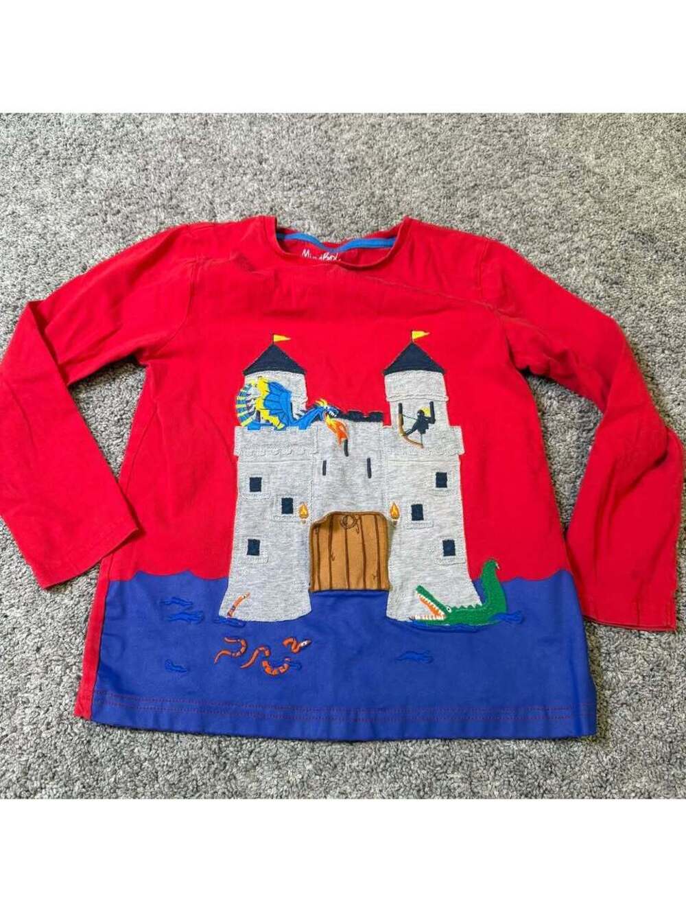 Mini Boden Castle Lift-the-Flap Long Sleeve Shirt size 7